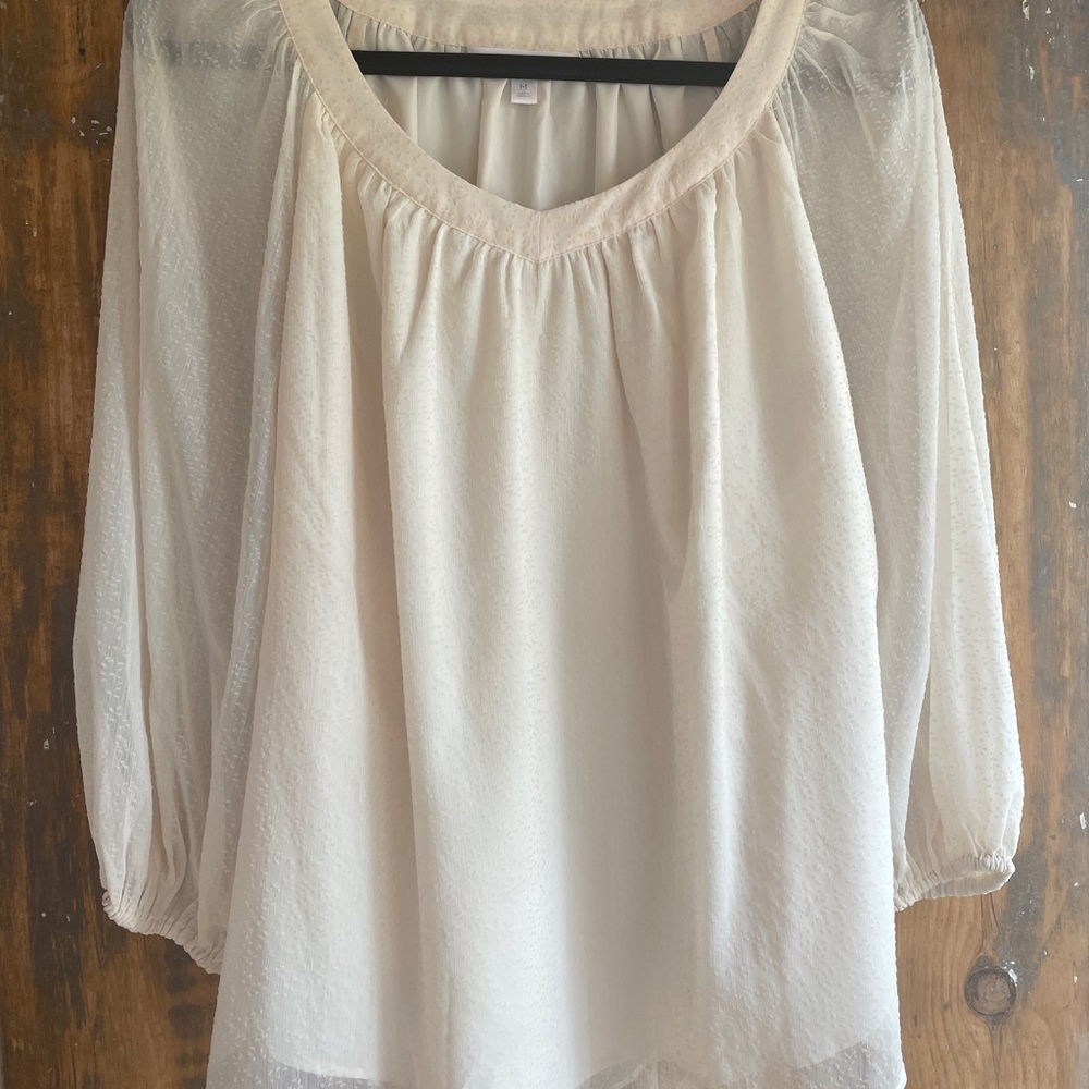 LC Lauren Conrad Ivory White Blouse 3/4 Sleeve Lined